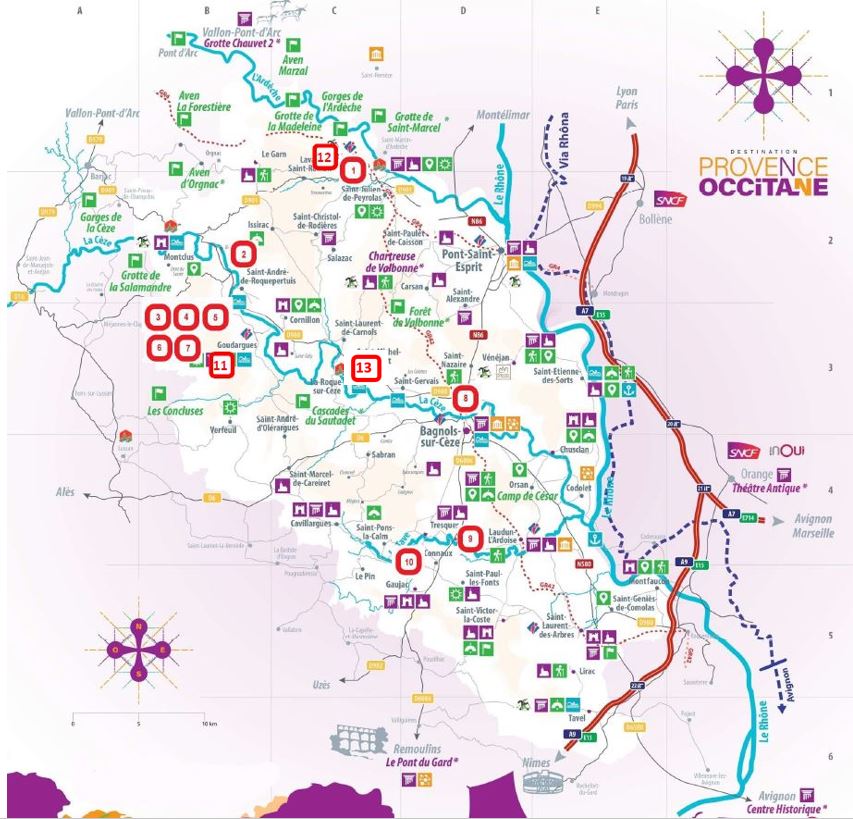 Les campings sur la carte